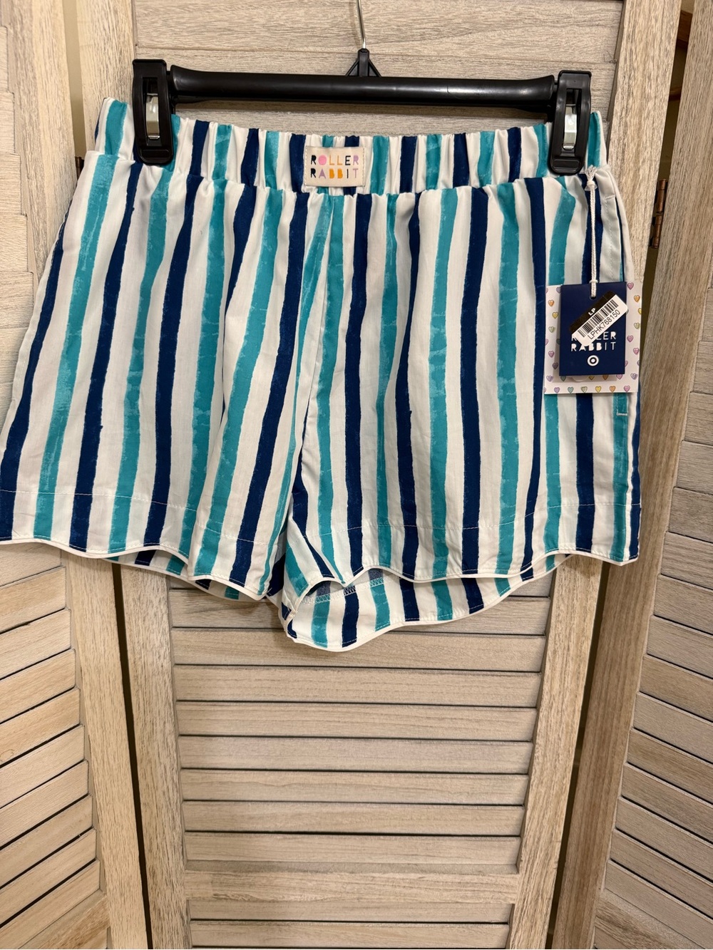 Roller Rabbit White, Teal & Navy Striped Athletic Lounge Shorts